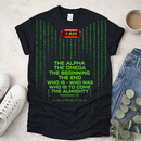 The I AM Alpha & Omega Matrix Digital Rain Tee