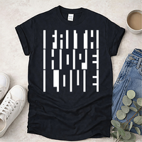 Hidden Faith Hope Love in Negative Space - Christian T-Shirt