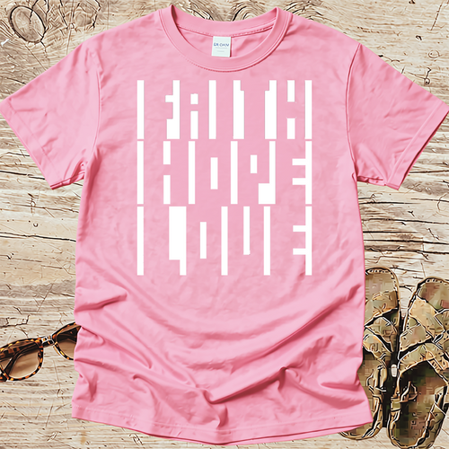 Hidden Faith Hope Love in Negative Space - Christian T-Shirt