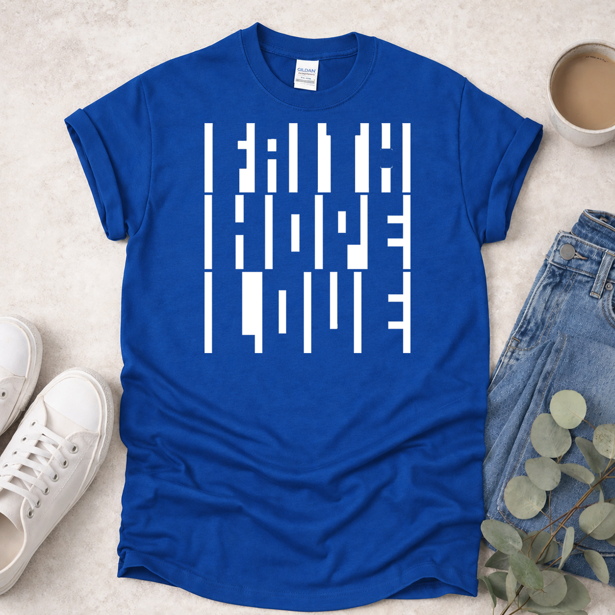 Hidden Faith Hope Love in Negative Space - Christian T-Shirt