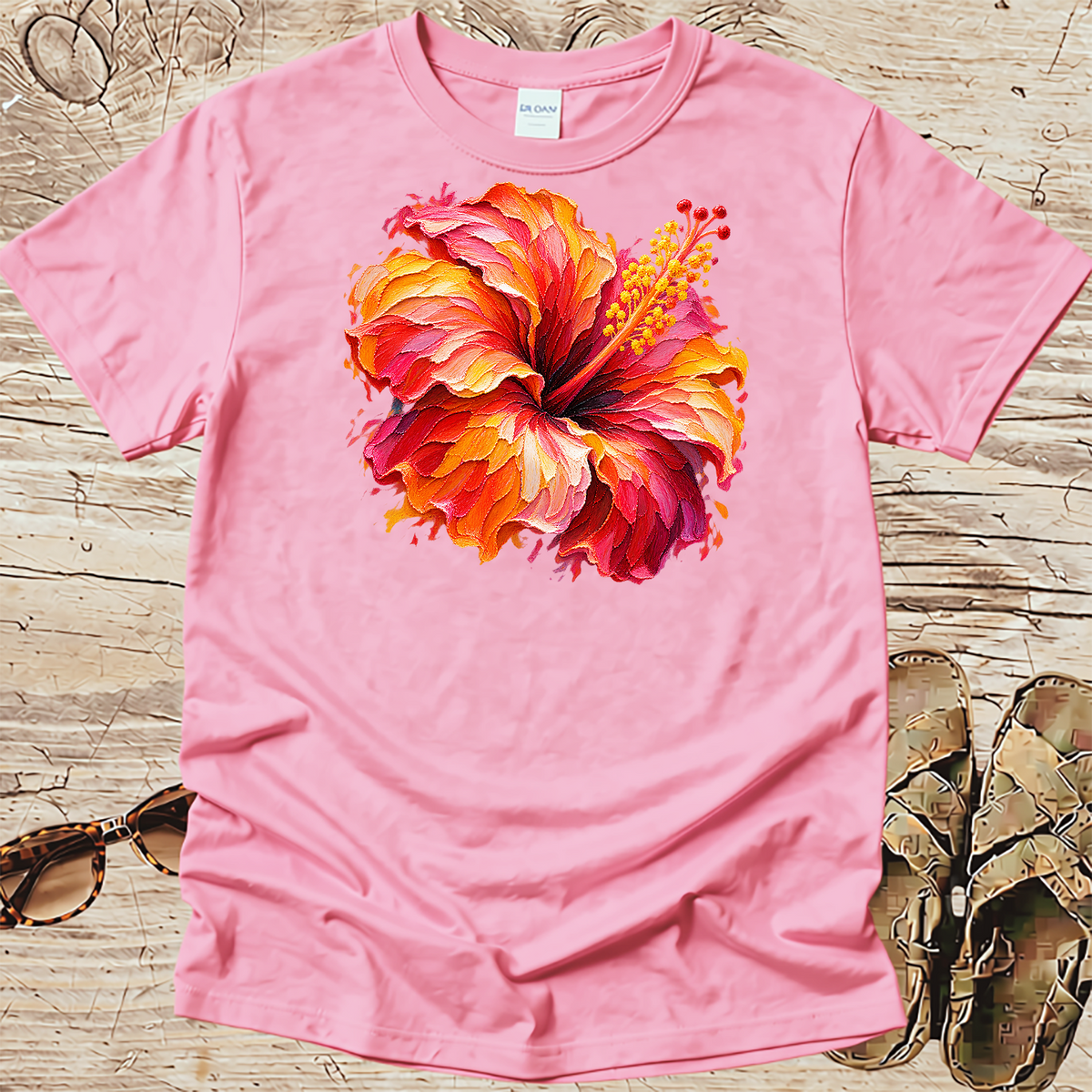 Broad Stroke Textured Hibiscus- Christian T-Shirt