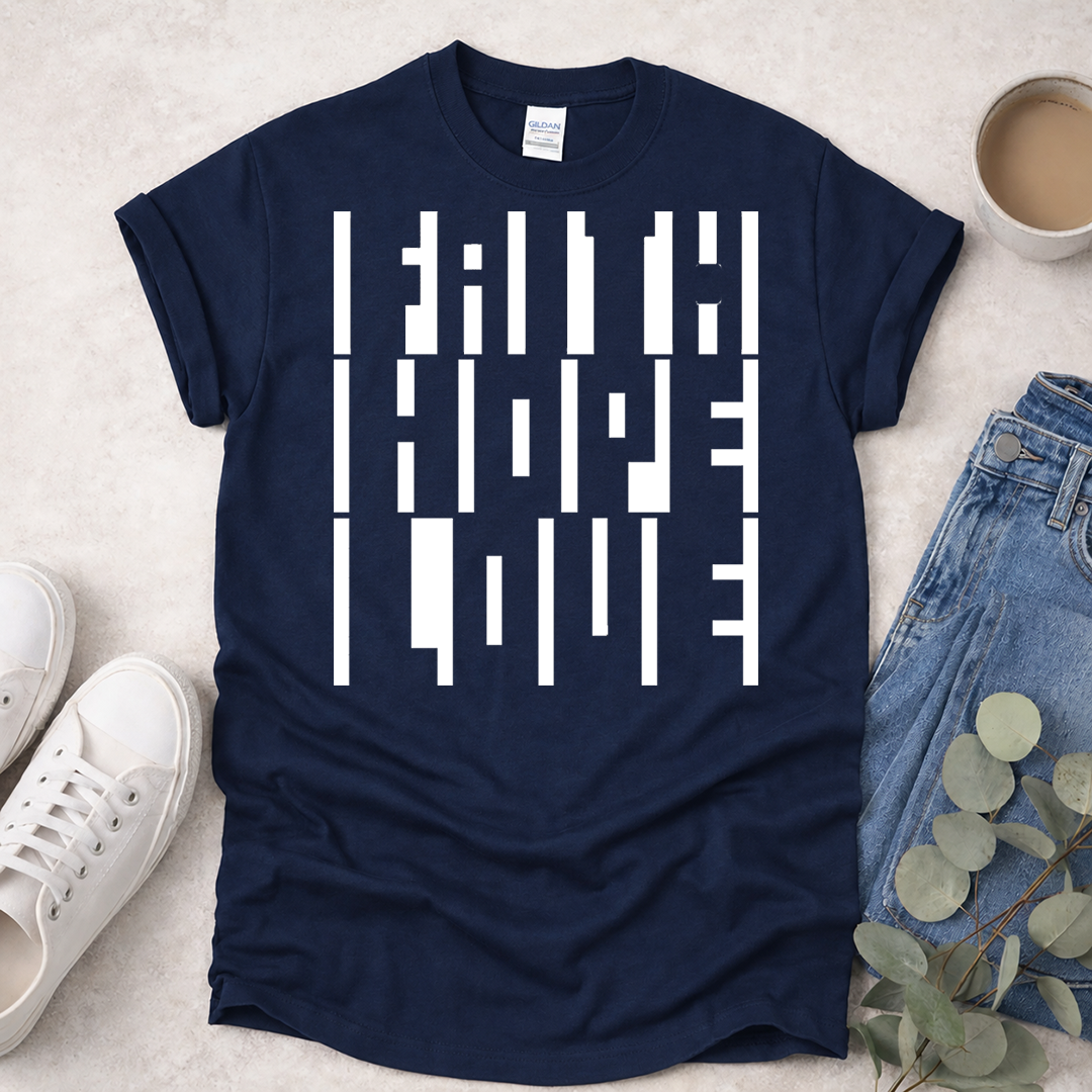 Hidden Faith Hope Love in Negative Space - Christian T-Shirt