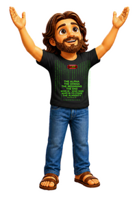 The I AM Alpha & Omega Matrix Digital Rain Tee