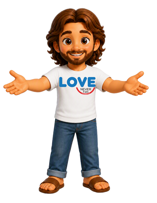 Love Never Fails Christian T-Shirt | 1 Corinthians 13:8 Faith Based Tee