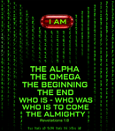 The I AM Alpha & Omega Matrix Digital Rain Tee
