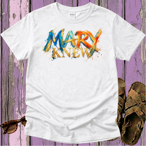 Broad Stroke Textured Mary Knew - Christian T-Shirt