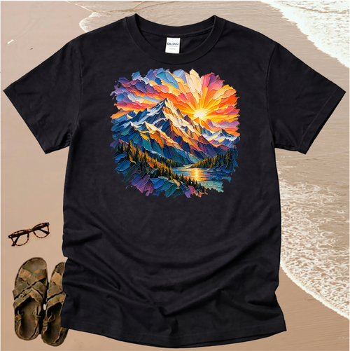 Broad Stroke Textured Mountains - Christian T-Shirt