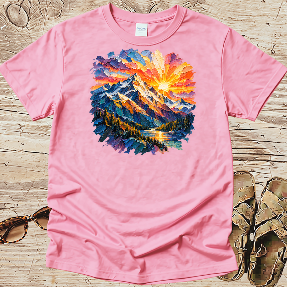 Broad Stroke Textured Mountains - Christian T-Shirt