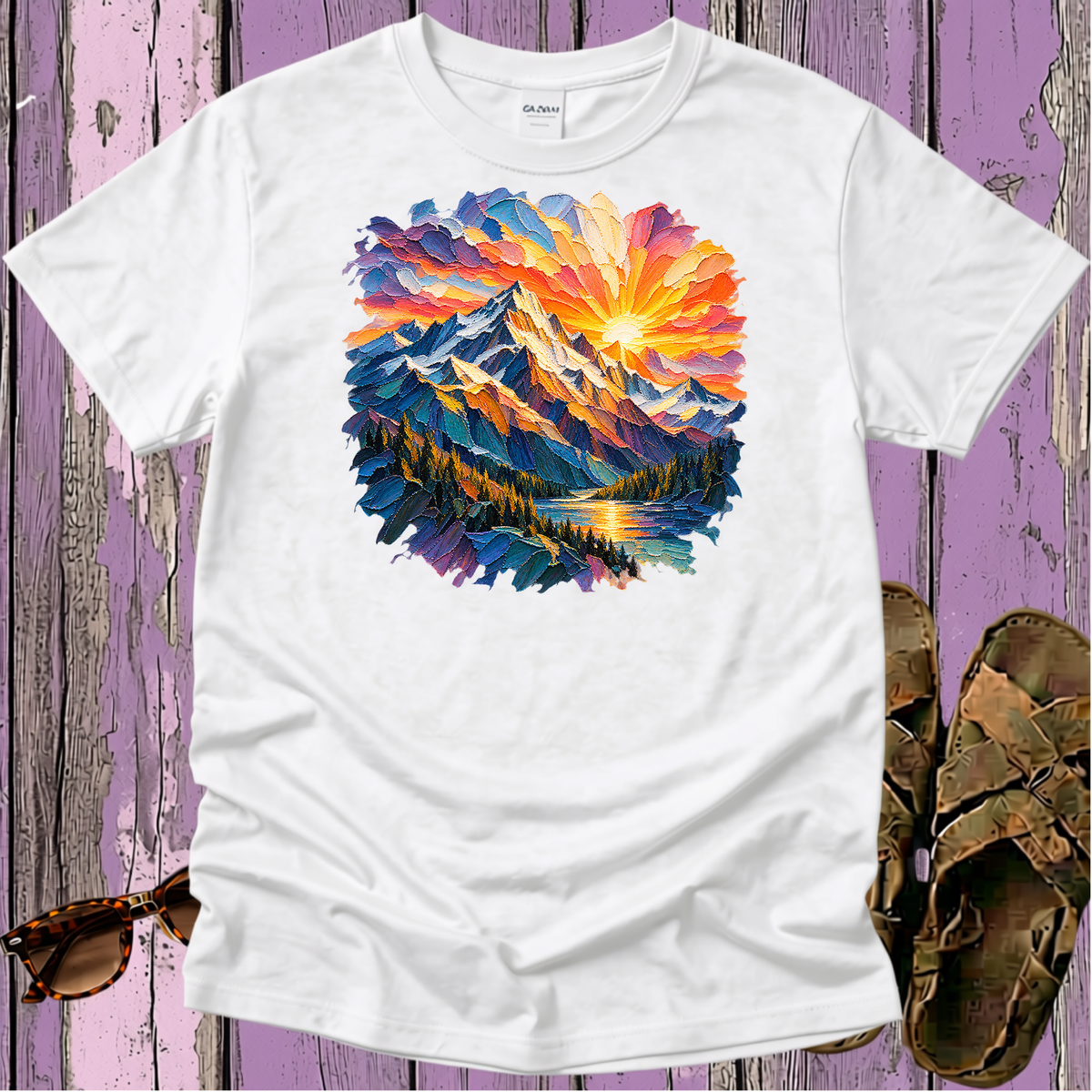 Broad Stroke Textured Mountains - Christian T-Shirt