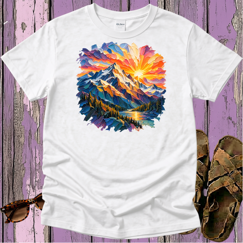Broad Stroke Textured Mountains - Christian T-Shirt