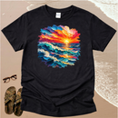 Broad Stroke Textured Ocean Sunset - Christian T-Shirt