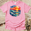 Broad Stroke Textured Ocean Sunset - Christian T-Shirt