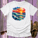 Broad Stroke Textured Ocean Sunset - Christian T-Shirt