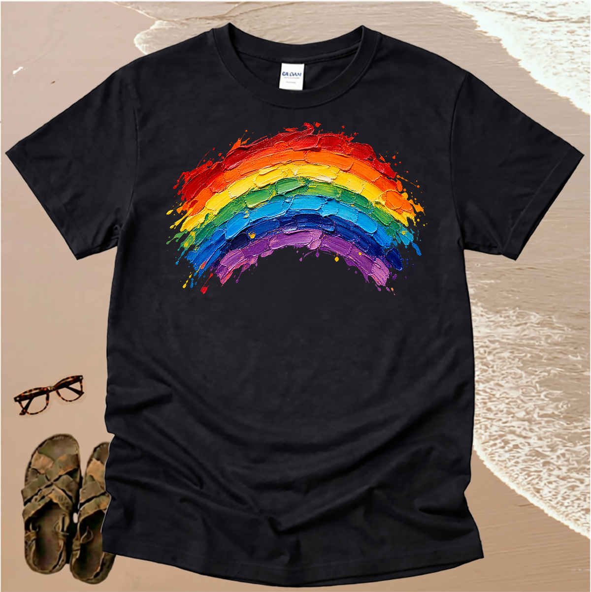 Broad Stroke Textured Rainbow - Christian T-Shirt