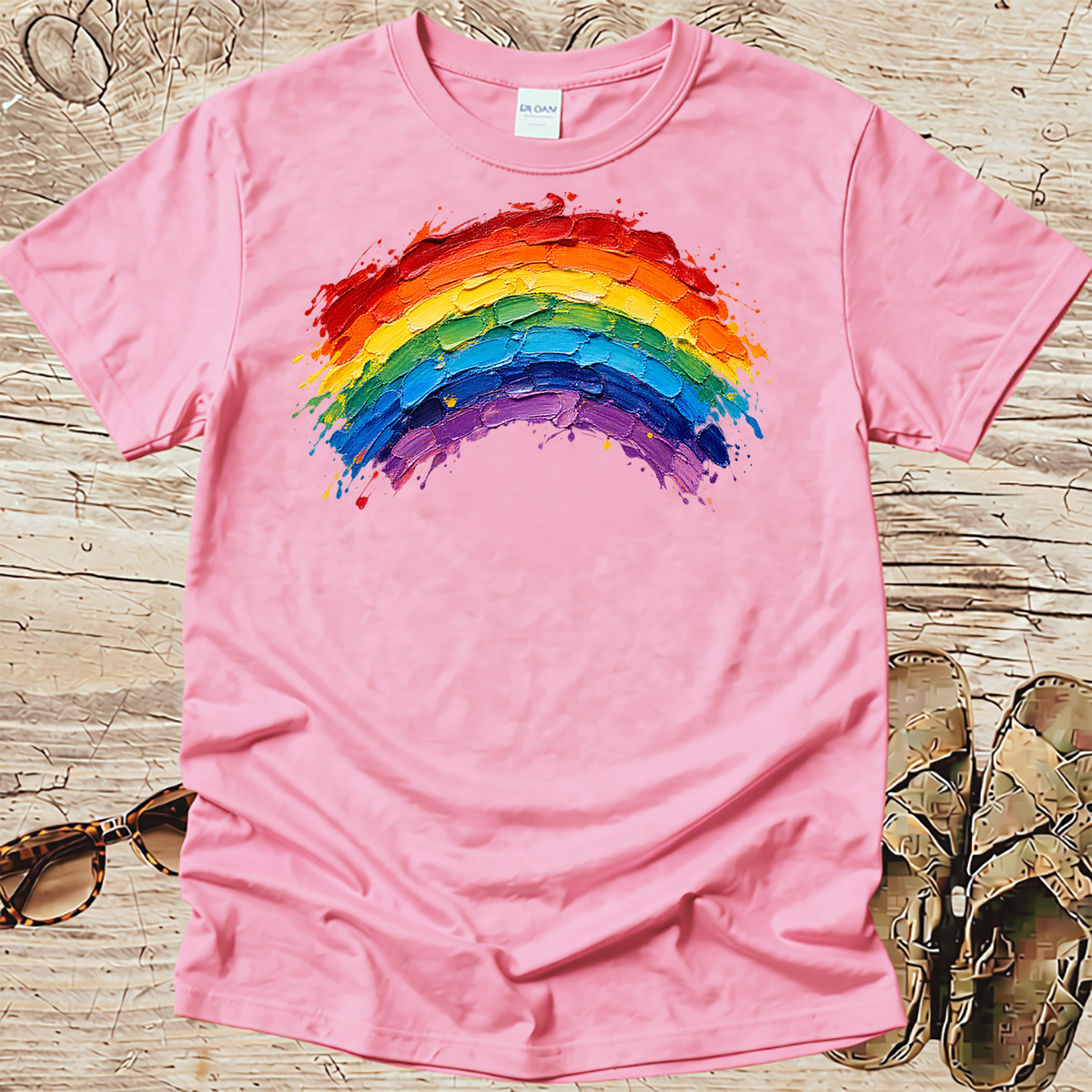 Broad Stroke Textured Rainbow - Christian T-Shirt