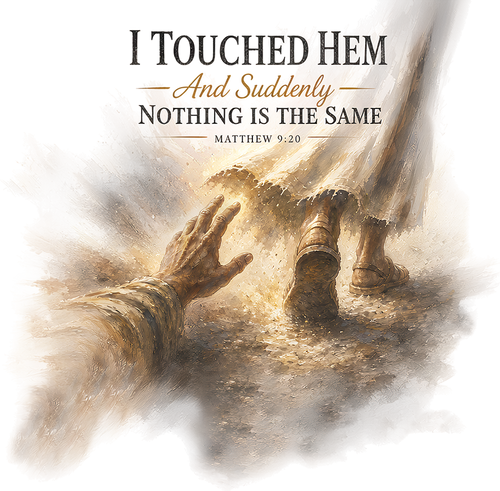 I Touched Hem Christian T-Shirt | Matthew 9:20 Faith & Healing Tee